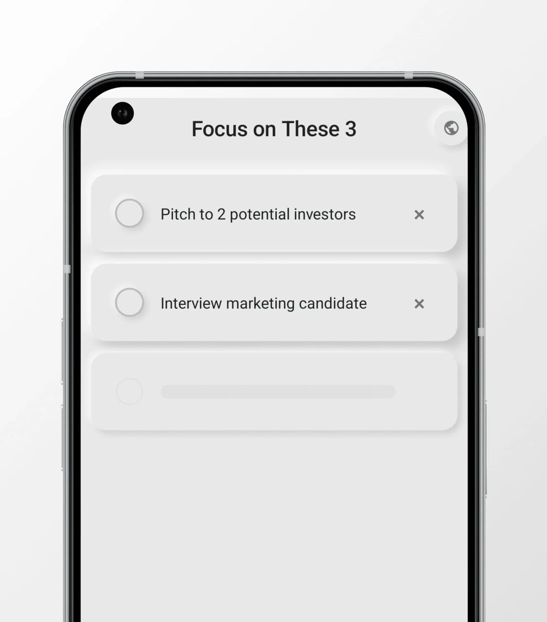 UndoList app on Android device showing focus list